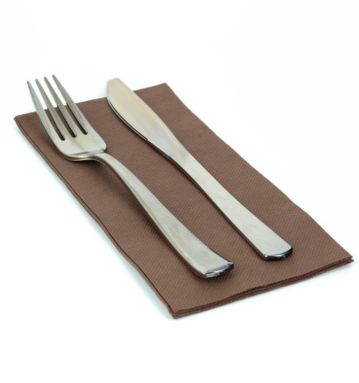 Tovagliolo di Carta 1/8 40x40cm Marron Punta-Punta Tovagliolo di Carta 1/8 40x40cm Marron Punta-Punta