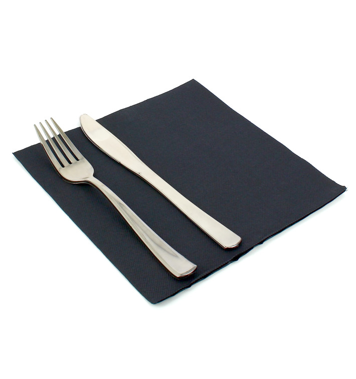 Tovagliolo di Carta 40x40cm Nero Punta- Punta Tovagliolo di Carta 40x40cm Nero Punta- Punta