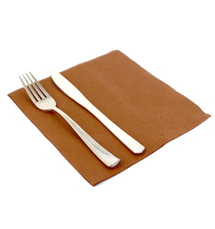 Tovagliolo di Carta 40x40cm Marron Punta- Punta Tovagliolo di Carta 40x40cm Marron Punta- Punta