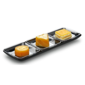 Vassoio Plastica Rettangolare Degustazione Nero 6x19 cm (20 Pezzi)