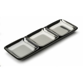 Vassoio Plastica Rettangolare Degustazione Nero 6x19 cm (20 Pezzi)