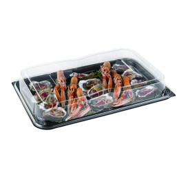 Vassoio Plastica Coperchio Nero 55x37 cm (25 Pezz)
